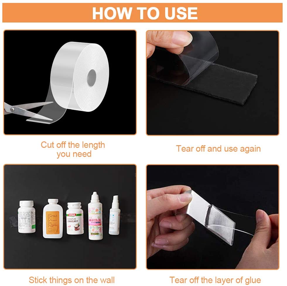 SuperToughTape™ - Heavy-Duty Mounting Tape You Can Wash and Reuse!