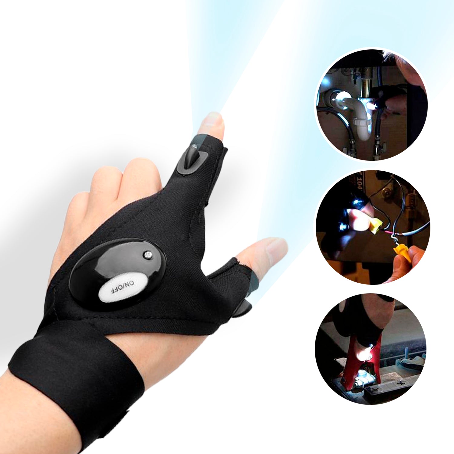 SuperGloves™ LED Flashlight Gloves - A Light Exactly Where You Need it!